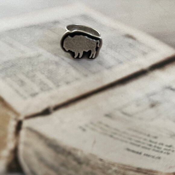 NOISY PLUME Artisan Crafted Oxidized Sterling Silver Buffalo Ring: NWT! Size 6 - Picture 7 of 7